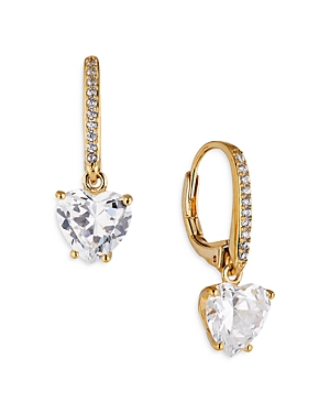 Shop Nadri Modern Love Heart Drop Earrings In Gold/clear