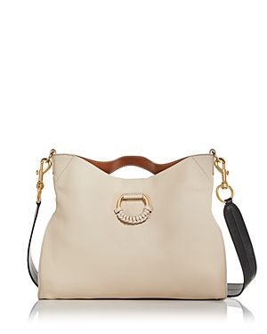 See By Chloé See By Chloe Joan Small Leather Top Handle Bag In Cement Beige/gold