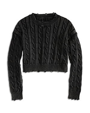 Katiejnyc Girls' Gabby Cable Sweater - Big Kid In Black