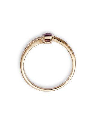 Ruby and Diamond Bypass Ring in 14K Yellow Gold