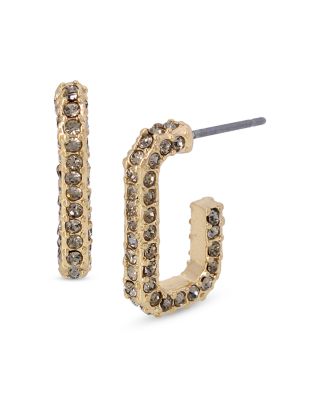 Allsaints Pave Geometric Link Hoop Earrings In Gold