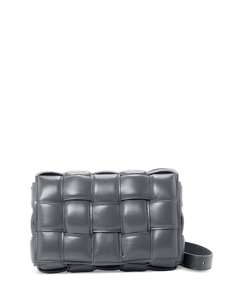 Bottega Veneta Cassette Medium Padded Intrecciato Leather Shoulder Bag In Thunder/gold