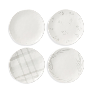 Shop Lenox Oyster Bay Tidbit Plates In Assorted Patterns, Set Of 4 In White