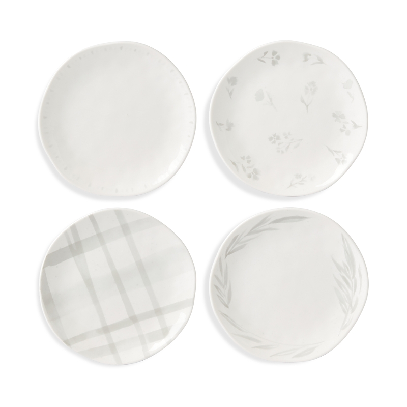 Lenox Oyster Bay Tidbit Plates In Assorted Patterns, Set Of 4 In White