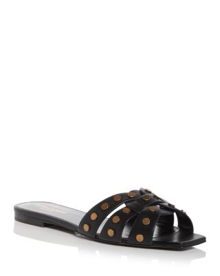 Saint Laurent Women's Tribute Stud Embellished Flat Sandals