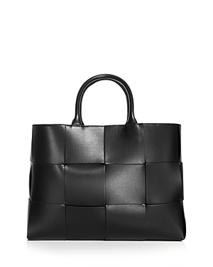 Bottega Veneta Borsa Leather Tote Bag In Black