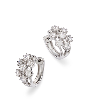 Bloomingdale's Diamond Cluster Hoop Earrings In 14k White Gold, 1.00 Ct. T.w. - 100% Exclusive