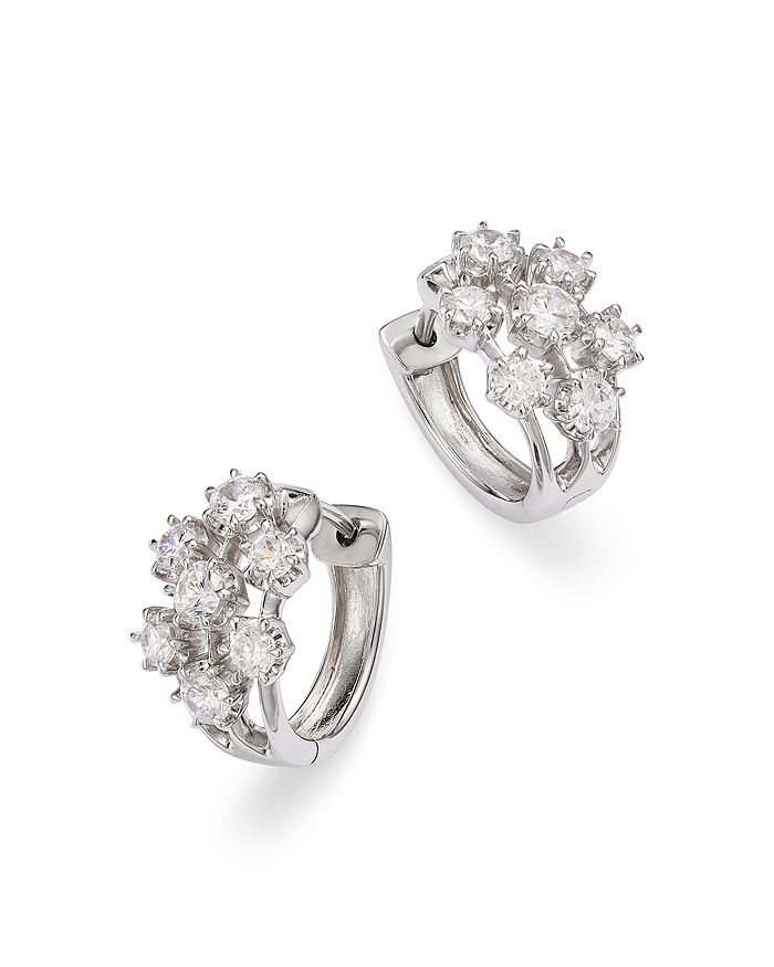 Bloomingdale's - Diamond Cluster Hoop Earrings in 14K White Gold, 1.00 ct. t.w. - 100% Exclusive