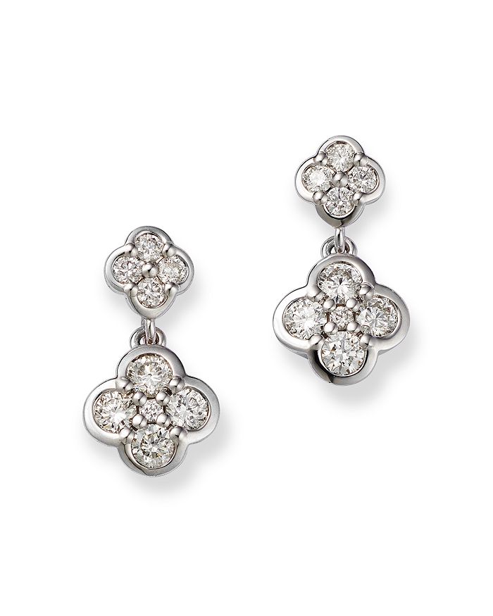 Bloomingdale's Diamond Clover Drop Earrings 14K White Gold, 0.50 ct. t ...