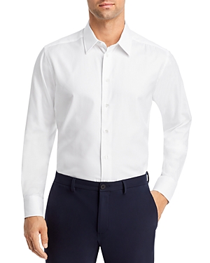 Emporio Armani Cotton Slim Fit Dress Shirt In Solid Medi