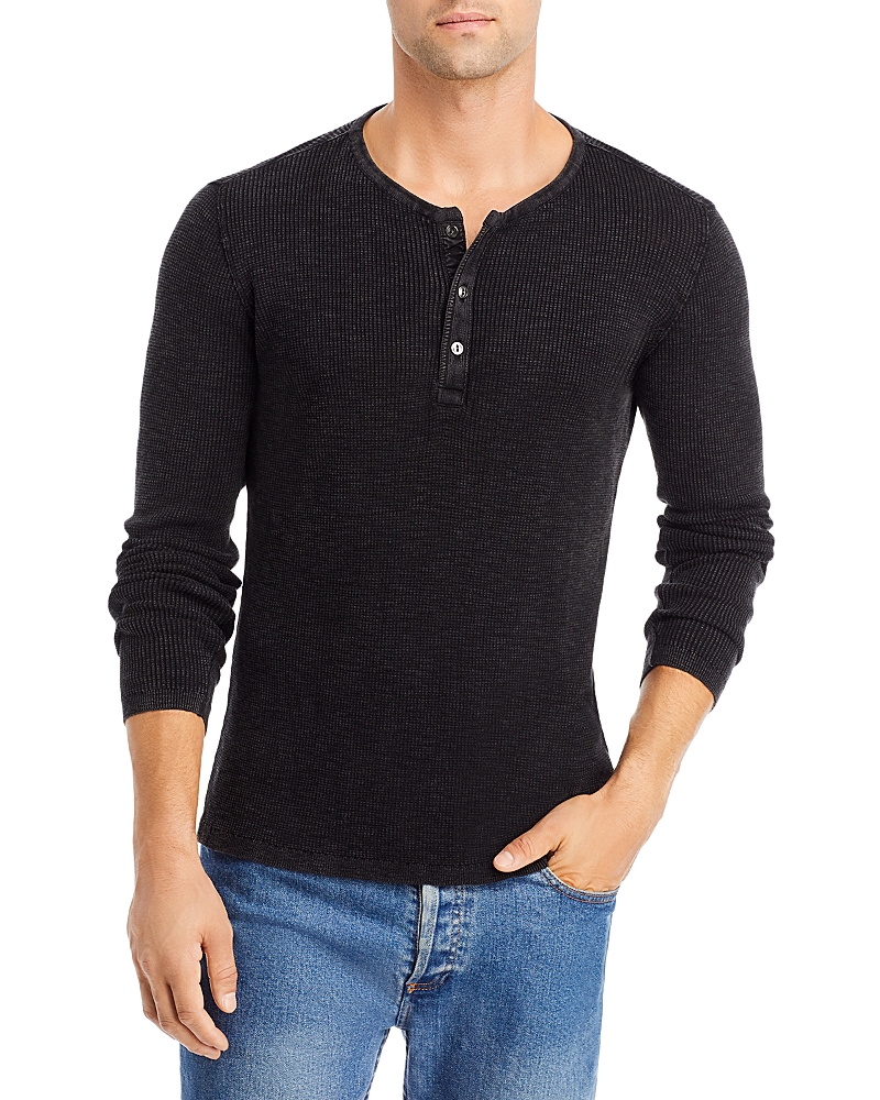 John Varvatos Memphis Waffle Henley In Black