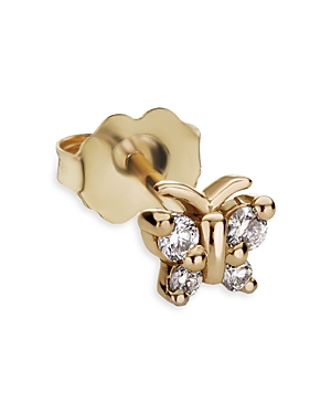 Maria Tash 18K Yellow Gold Diamond Butterfly Single Stud Earring