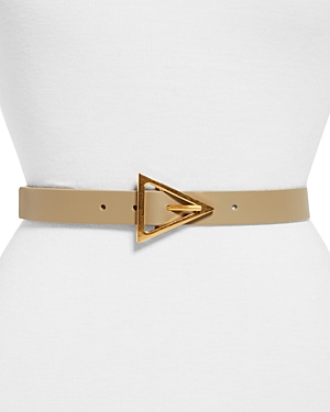 Bottega Veneta Women's Triangle Buckle Leather Belt In Taupe/gold