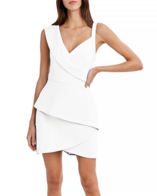 bcbg white asymmetrical dress