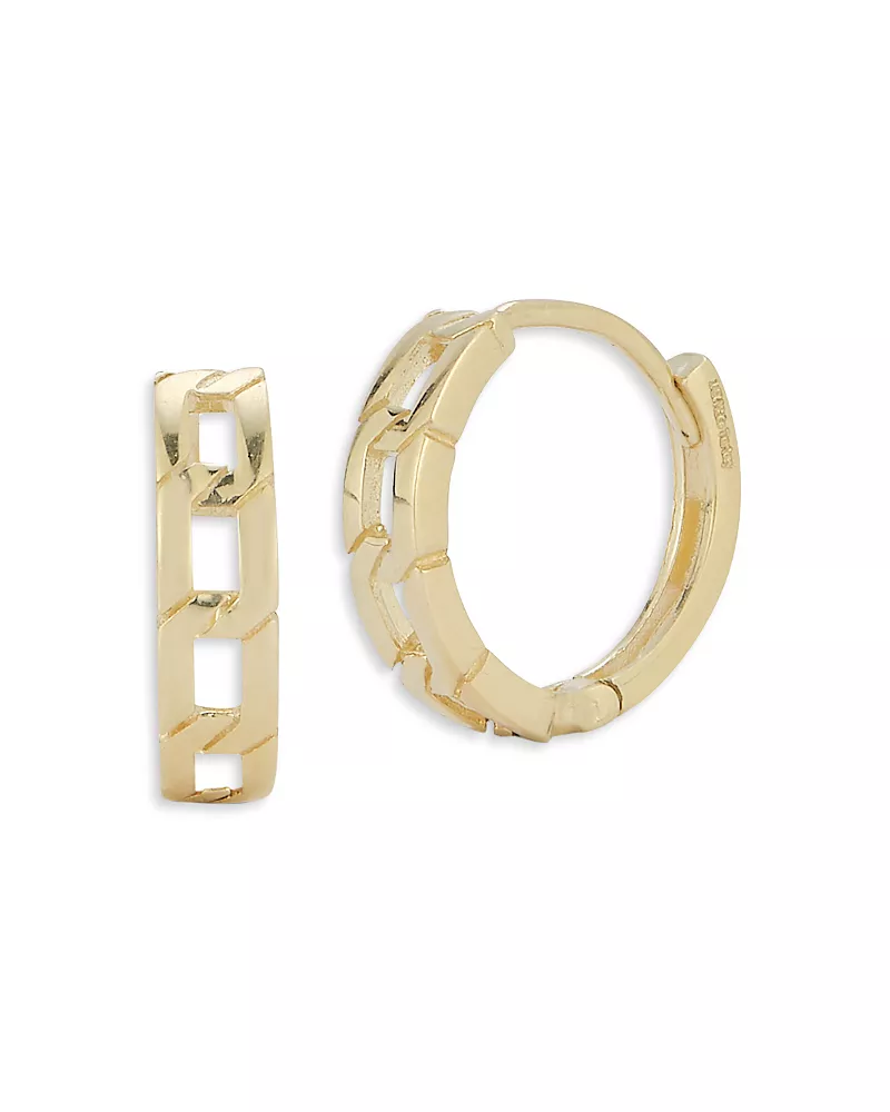 Moon & Meadow 14K Yellow Gold Chain Huggie Earrings - Exclusive