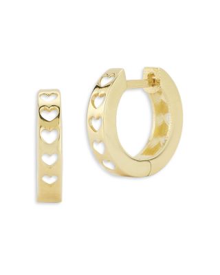 Moon & Meadow - 14K Yellow Gold Heart Cut Out Huggie Earrings - Exclusive