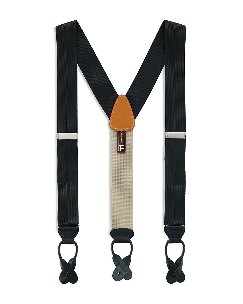 Trafalgar Hudson Nylon Button End Suspenders In Black