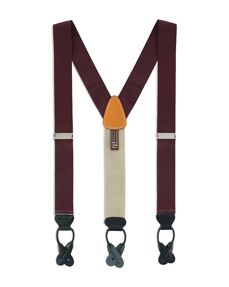 Trafalgar Hudson Nylon Button End Suspenders In Burgundy