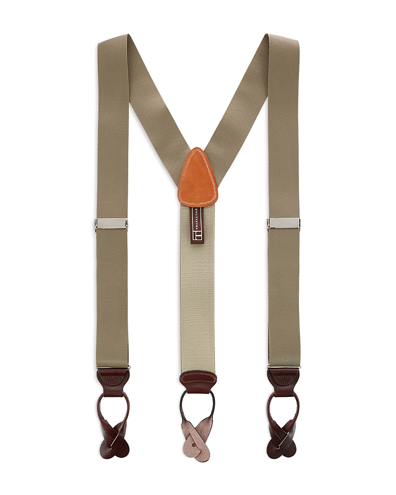 Trafalgar Hudson Nylon Button End Suspenders In Dark Khaki