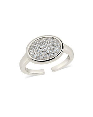Sterling Forever Mira Cubic Zirconia Pave Cluster Cuff Ring In Silver