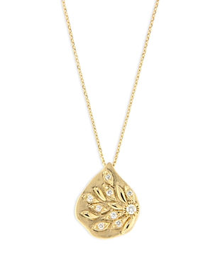 Bloomingdale's Daisy Medallion Necklace in 14K Yellow Gold with Diamonds, 0.10 ct. t.w. - 100% Exclu