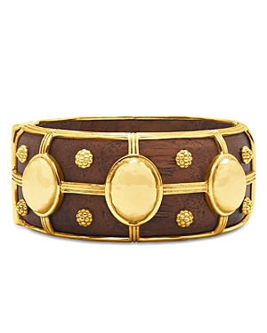 Capucine De Wulf Gaia Teak Hammered Style Bangle Bracelet In Gold/brown