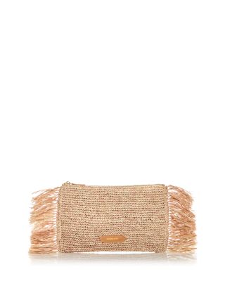 POOLSIDE - Tropical Fringe Raffia Clutch