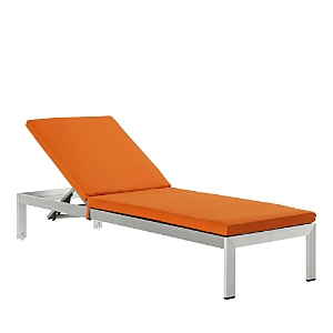 Modway Shore Outdoor Patio Aluminum Chaise With Cushions In Silver/orange