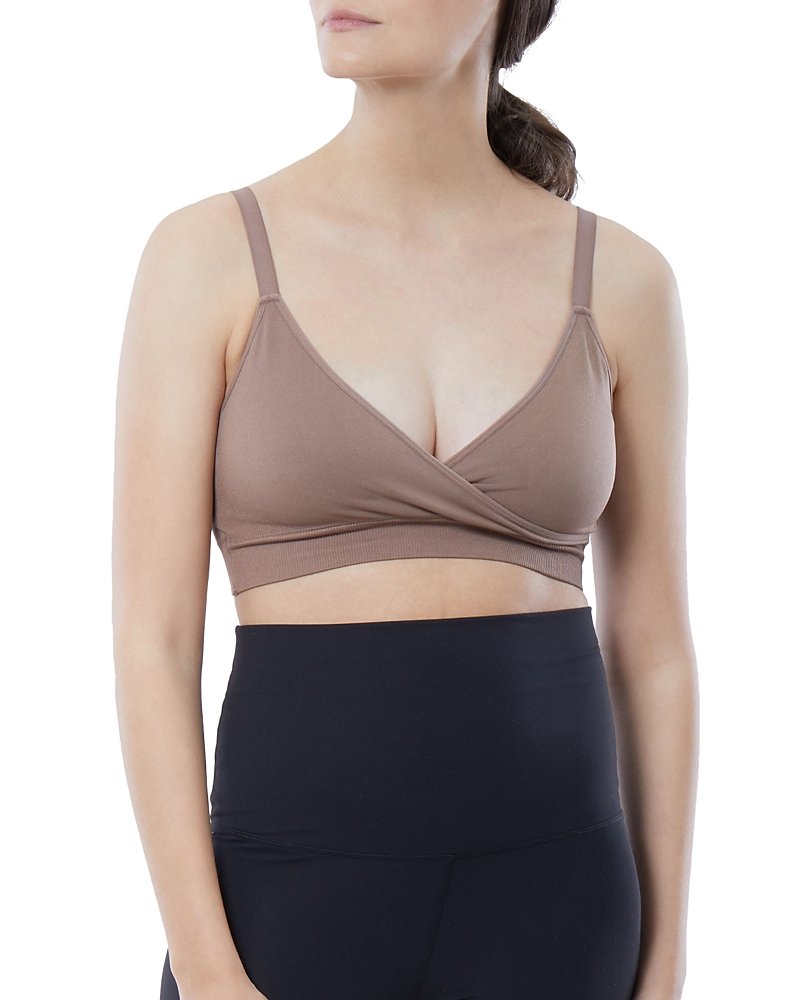 Ingrid & Isabel Cooling Crossover Nursing Bra In Deep Taupe