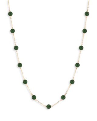 Malachite Station Necklace in 14K Yellow Gold, 18" 