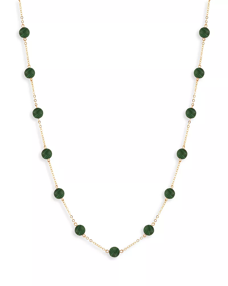 Bloomingdale's Fine Collection Malachite Station Necklace in 14K Yellow Gold, 18