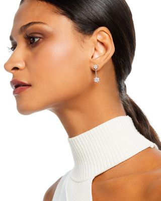 Diamond Flower Cluster Drop Earrings in 14K Yellow & White Gold, 1.25 ct.t.w. 