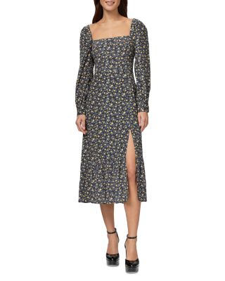 chinese dress ladies Edwina Shirred Frill Long Sleeve Midi Dress