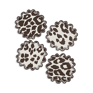 Matouk Iconic Leopard 6 Round Cocktail Napkins, Set Of 4 In Cinder