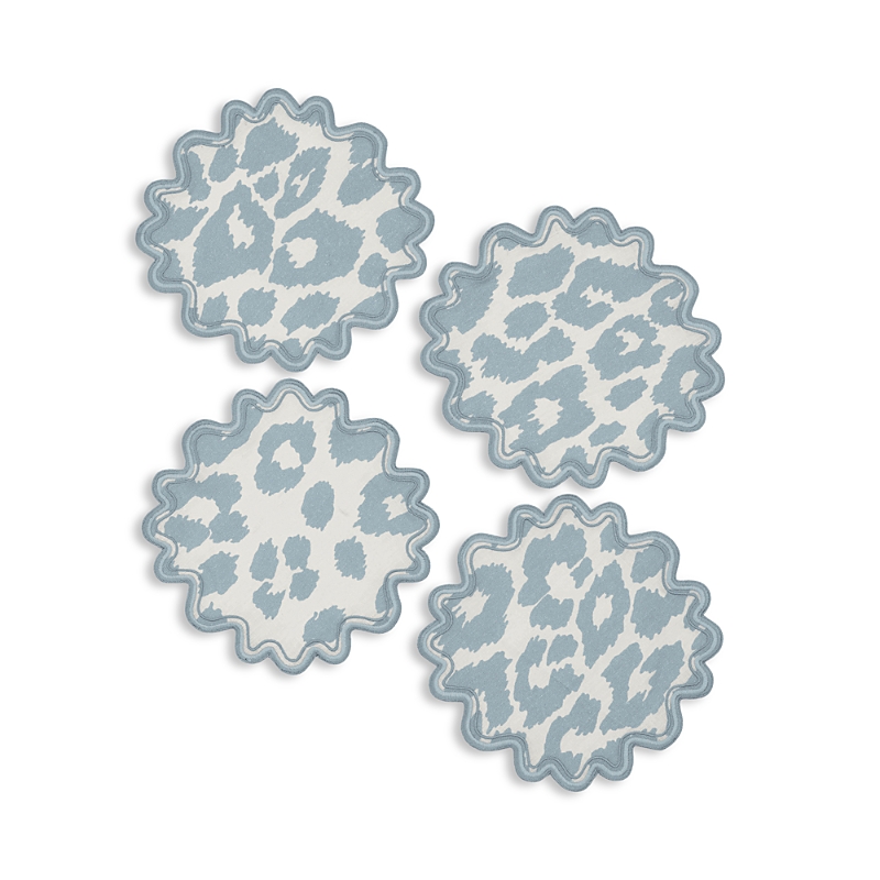 Matouk Iconic Leopard 6 Round Cocktail Napkins, Set Of 4 In Sky