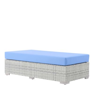 Modway Convene Outdoor Patio Rectangular Ottoman in Light Gray Light Blue