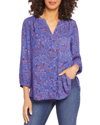 NYDJ - Three Quarter Sleeve Printed Pintucked Back Blouse