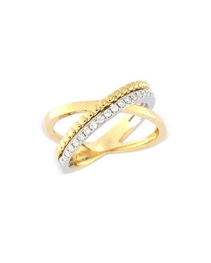 Bloomingdale's Diamond Crossover Ring In 14k Yellow And White Gold, 0.20 Ct. T.w. - 100% Exclusive In Yellow/white
