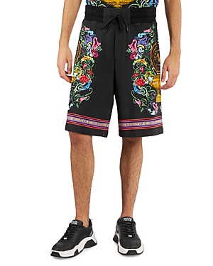 Shop Versace Jeans Couture Felpa Baroque Garden Print Shorts In 899 + 948