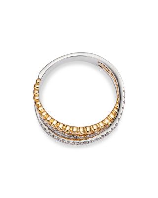 Diamond Crossover Ring in 14K White & Yellow Gold, 0.25 tcw 