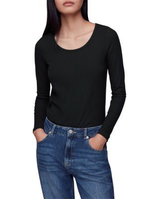 Whistles Ribbed Scoop Neck Top