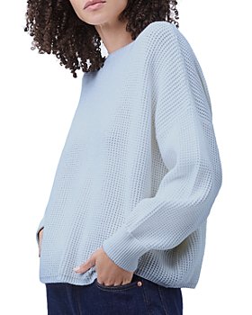 Casual Sensation Blue/White Knitted Sweater Top - T7771BL in 2023