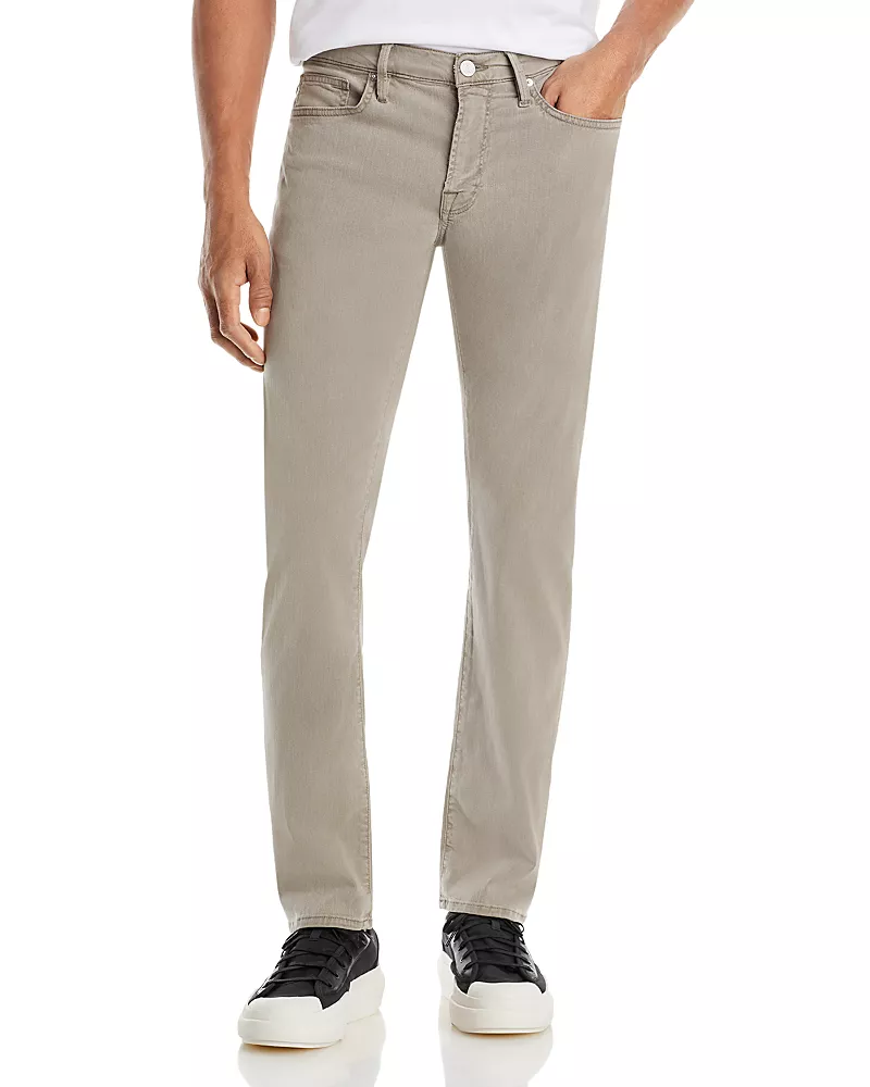 Frame L'Homme Slim Brushed Twill Pants in Stone Gray