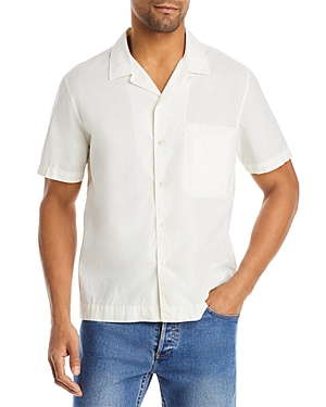 Frame Cotton Short Sleeve Button-up Camp Shirt In Milk