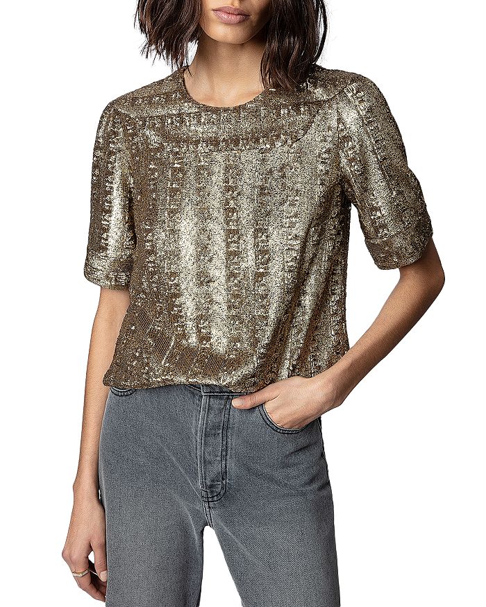 Zadig & Voltaire Toysse Sequined Top | Bloomingdale's
