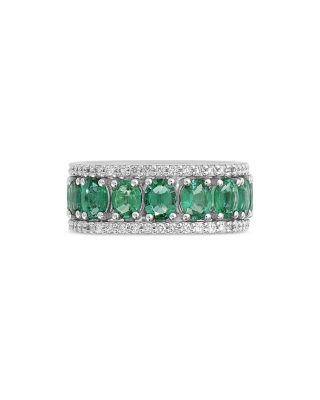 Miseno Jewelry 18K White Gold Procida Emerald & Diamond Band