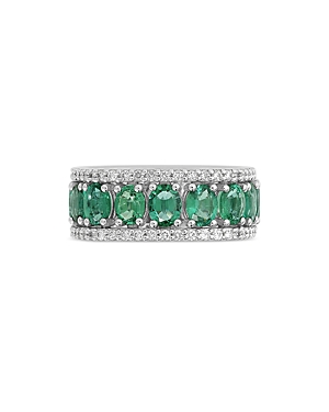 Miseno Jewelry 18k White Gold Procida Emerald & Diamond Band In Green/white