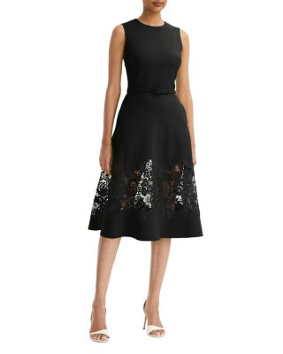 chinese dress ladies Gathered Seam Lace Inset Dress main image 1