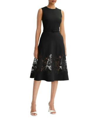 Oscar de la Renta Sleeveless Lace Inset Dress | Bloomingdale's