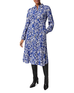 Hobbs London Octavia Printed Shirt Dress In Blue Multi